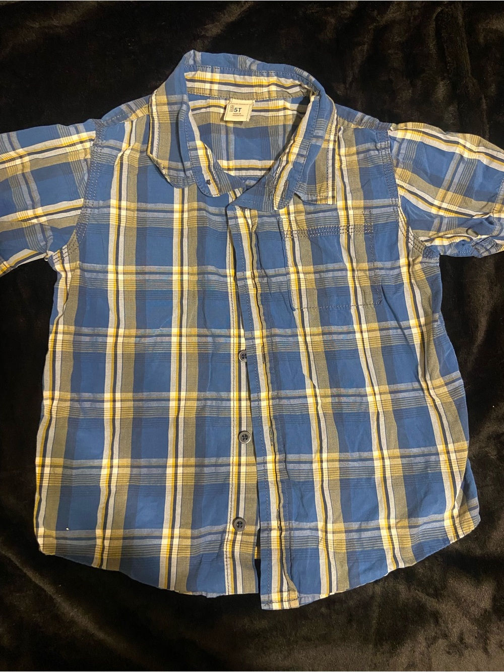 Old Navy Boys' Blue, Yellow & White Plaid Button-Down Shirt